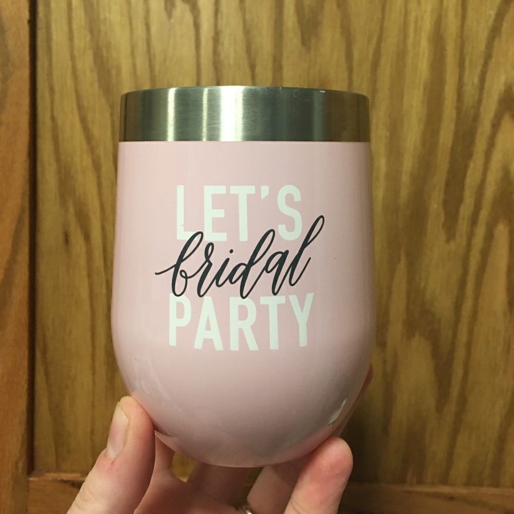 Let’s Bridal Party blush and stainless steel 12 ounce cup